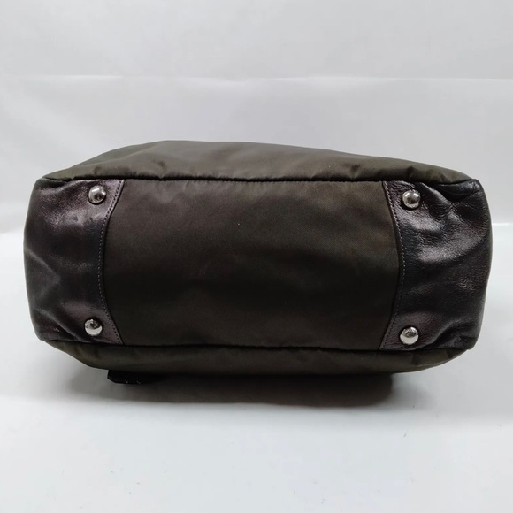 PRADA Handbag - Olive Green Nylon & Leather Trim w/ lock & key. - Picture 6 of 14